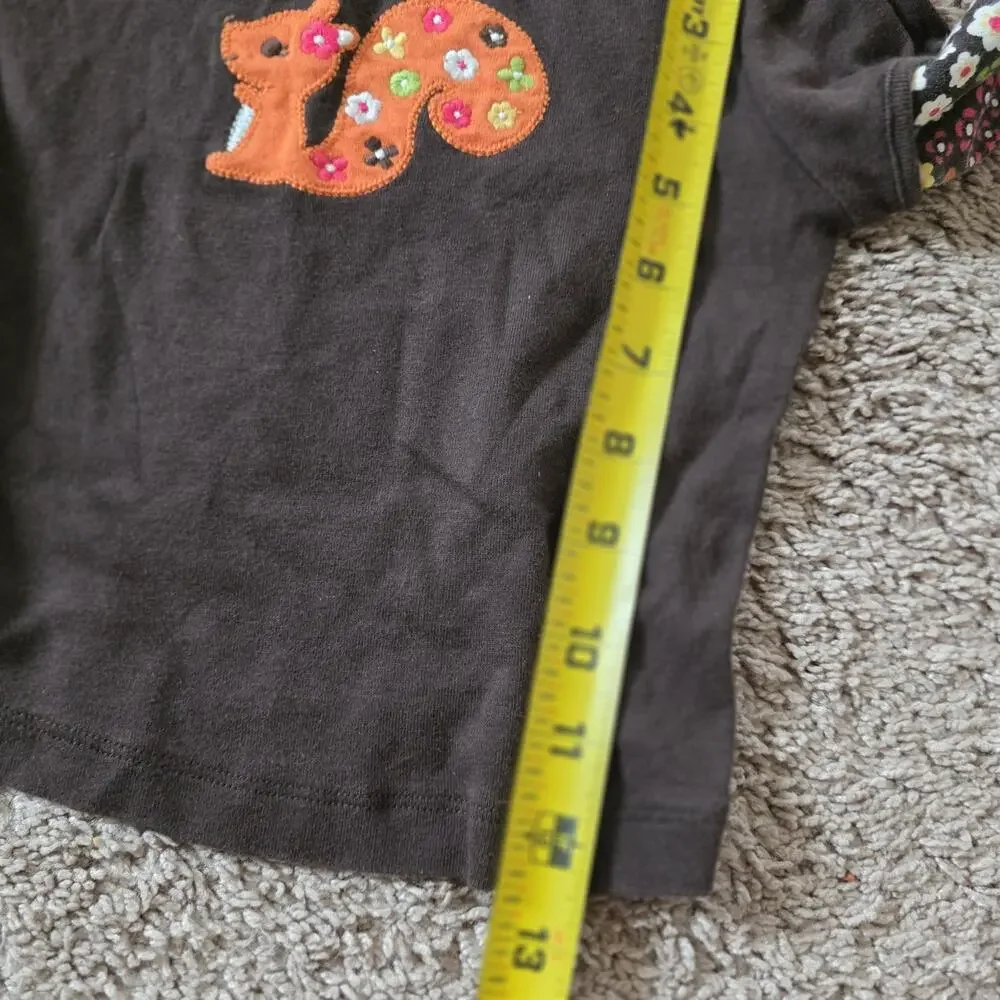 Gymboree Falling For Autumn Tshirt 18-24 Months Long Sleeve Top Squirrel Floral